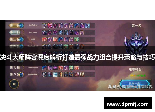 决斗大师阵容深度解析打造最强战力组合提升策略与技巧